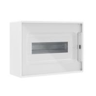 Щиток 12 мод настенный FRAME, белый, с прозрачной дверцей, с 2 шинамиPEN на 6 и 8 отв.