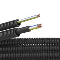 Электротруба ПНД гибкая гофр. д.16мм, цвет черный, с проводом ПуВ 3х2,5мм² РЭК "ГОСТ+", 50м