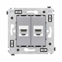 Компьютерная розетка RJ-45 без шторки в стену, кат.6 двойная, Avanti, закаленная сталь