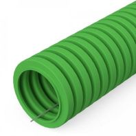 Труба гофрированная ПВХ лёгкая 350 Н зелёная с/з d20 мм (100м/4800м уп/пал)