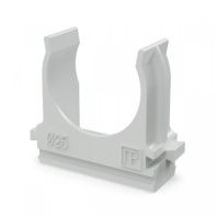 Крепёж-клипса для труб d25 мм безгалогенная (HF) атмосферостойкая серая (100шт/1000шт уп/кор)