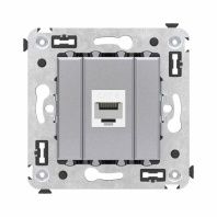 Компьютерная розетка RJ-45 без шторки в стену, кат.6 одинарная, Avanti, закаленная сталь