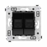 Компьютерная розетка RJ-45 без шторки в стену, кат.6А двойная, Avanti, черный квадрат