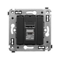 Компьютерная розетка RJ-45 в стену, кат.5e одинарная экранированная, Avanti, черный матовый