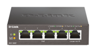 D-Link Неуправляемый PoE-коммутатор, 5x1000Base-T (4x1000Base-T PoE), PoE-бюджет 60 Вт, корпус металл