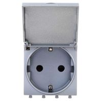 Розетка с крышкой модульная, 2P+E, с з/ш, Avanti, закаленная сталь, 2 модуля