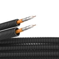 Электротруба ПНД гибкая гофрированная д. 20 мм, цвет черный, с коаксиальным кабелем SAT нг(А)-HF, 25 м