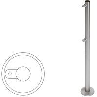 Стойка ограждения односторонняя с двумя полупетлями, нерж. сталь