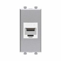 Компьютерная розетка RJ-45 без шторки модульная, кат.6, Avanti, закаленная сталь, 1 модуль