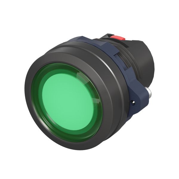 Головка кнопки плоская  прозрачная без фиксации, зеленая Головка кнопки плоская  прозрачная без фиксации, зеленая