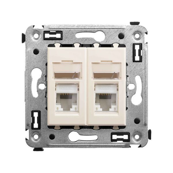 Компьютерная розетка RJ-45 в стену, кат.5e двойная, Avanti, ванильная дымка Компьютерная розетка RJ-45 в стену, кат.5e двойная, Avanti, ванильная дымка