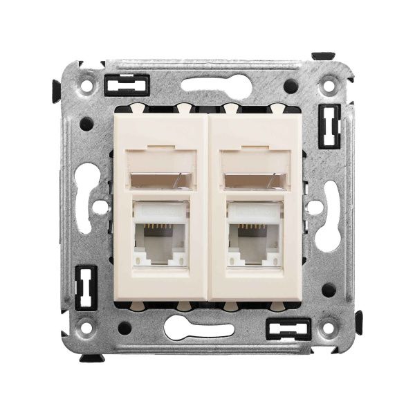 Компьютерная розетка RJ-45 в стену, кат.6 двойная, Avanti, ванильная дымка Компьютерная розетка RJ-45 в стену, кат.6 двойная, Avanti, ванильная дымка