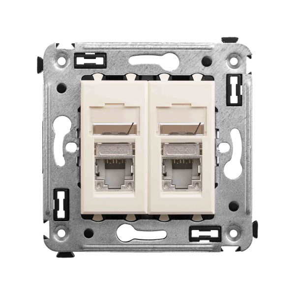 Компьютерная розетка RJ-45 в стену, кат.5e двойная экранированная, Avanti, ванильная дымка Компьютерная розетка RJ-45 в стену, кат.5e двойная экранированная, Avanti, ванильная дымка