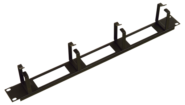 Горизонтальный кабельный органайзер с окнами 19" 1U, 4 кольца, цвет черный Горизонтальный кабельный органайзер с окнами 19" 1U, 4 кольца, цвет черный
