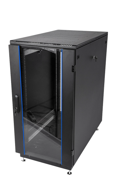 Шкаф телекоммуникационный напольный 27U (600 × 800) дверь стекло, цвет чёрный Шкаф телекоммуникационный напольный 27U (600 × 800) дверь стекло, цвет чёрный