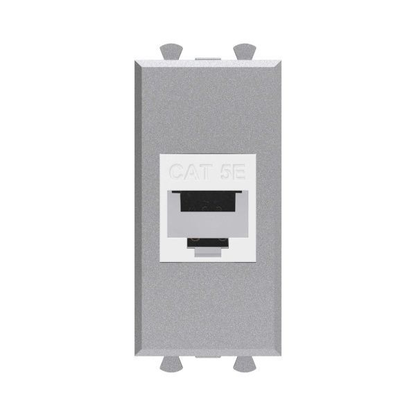 Компьютерная розетка RJ-45 без шторки модульная, кат.5е, Avanti, закаленная сталь, 1 модуль Компьютерная розетка RJ-45 без шторки модульная, кат.5е, Avanti, закаленная сталь, 1 модуль