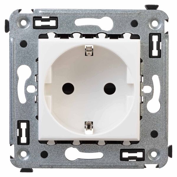 Розетка в стену, 2P+E, с з/ш, Avanti, белое облако Розетка в стену, 2P+E, с з/ш, Avanti, белое облако