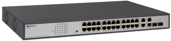 ORIGO Неуправляемый PoE-коммутатор, 26x1000Base-T (24x1000Base-T PoE), 2xCombo 1000Base-T/SFP, PoE-бюджет 370 Вт, PoE до 250 м, комплект для установки в 19" стойку ORIGO Неуправляемый PoE-коммутатор, 26x1000Base-T (24x1000Base-T PoE), 2xCombo 1000Base-T/SFP, PoE-бюджет 370 Вт, PoE до 250 м, комплект для установки в 19" стойку