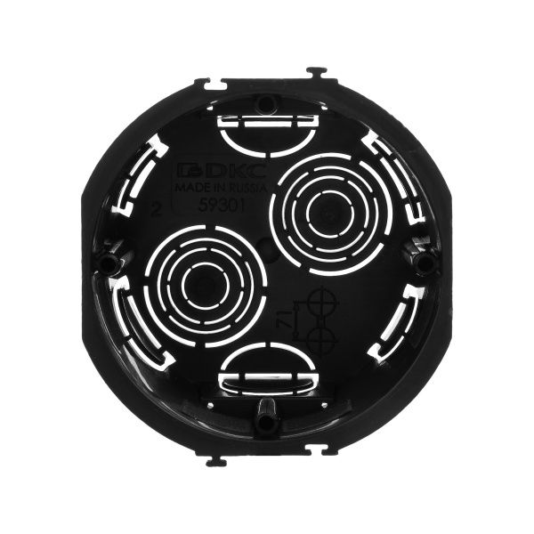 Подрозеточная коробка для сплошных стен, черная, под 2 модуля Подрозеточная коробка для сплошных стен, черная, под 2 модуля