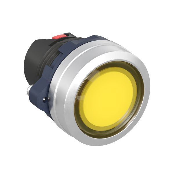 Головка кнопки плоская прозрачная с фиксацией, жёлтая, алюминий Головка кнопки плоская прозрачная с фиксацией, жёлтая, алюминий