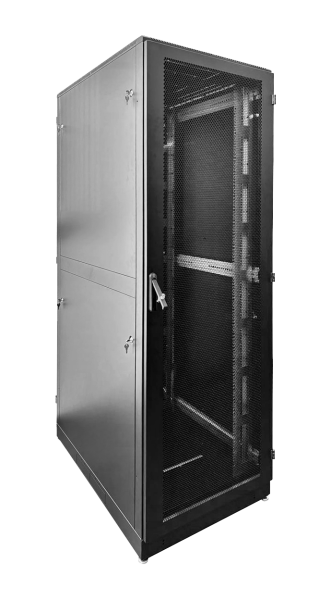 Шкаф серверный напольный 48U (600 × 1000) дверь перфорированная 2 шт., цвет черный Шкаф серверный напольный 48U (600 × 1000) дверь перфорированная 2 шт., цвет черный