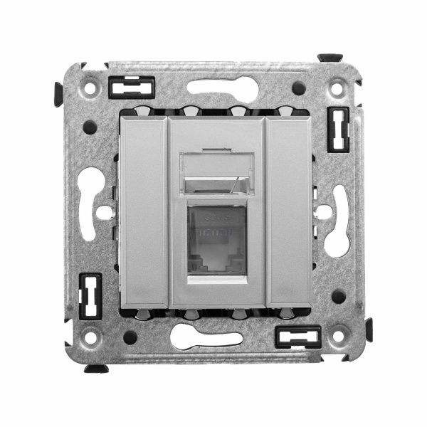 Компьютерная розетка RJ-45 в стену, кат.5e одинарная, Avanti, закаленная сталь Компьютерная розетка RJ-45 в стену, кат.5e одинарная, Avanti, закаленная сталь