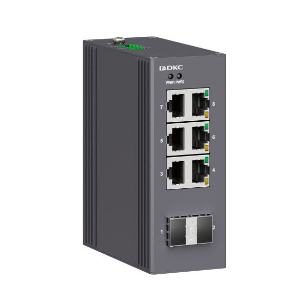 Промышленный неуправляемый коммутатор, 2×100Base-X, SFP слотов: 6×10/100Base-T(X) портов RJ45, 12-48В DC/18-30В AC, с резервированием Промышленный неуправляемый коммутатор, 2×100Base-X, SFP слотов: 6×10/100Base-T(X) портов RJ45, 12-48В DC/18-30В AC, с резервированием
