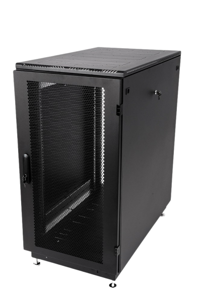 Шкаф серверный напольный 24U (600 × 1000) дверь перфорированная 2 шт., чёрный Шкаф серверный напольный 24U (600 × 1000) дверь перфорированная 2 шт., чёрный