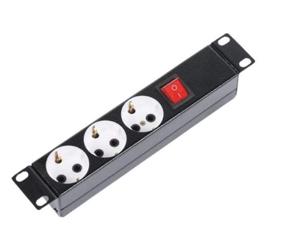 Блок силовых розеток 10" без шнура с выключателем, 3 розетки Блок силовых розеток 10" без шнура с выключателем, 3 розетки