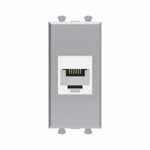Телефонная розетка RJ-12 без шторки модульная, Avanti, закаленная сталь, 1 модуль Телефонная розетка RJ-12 без шторки модульная, Avanti, закаленная сталь, 1 модуль