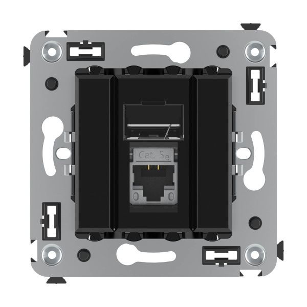 Компьютерная розетка RJ-45 в стену, кат.5e одинарная экранированная, Avanti, черный квадрат Компьютерная розетка RJ-45 в стену, кат.5e одинарная экранированная, Avanti, черный квадрат