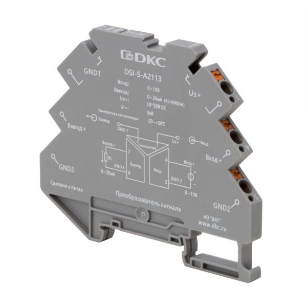 Преобразователь сигнала DSI-S, 6,2 мм 1 вход 0…10 В, 1 выход 0…20 мА Преобразователь сигнала DSI-S, 6,2 мм 1 вход 0…10 В, 1 выход 0…20 мА