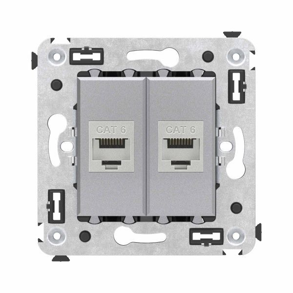 Компьютерная розетка RJ-45 без шторки в стену, кат.6 двойная экранированная, Avanti, закаленная сталь Компьютерная розетка RJ-45 без шторки в стену, кат.6 двойная экранированная, Avanti, закаленная сталь