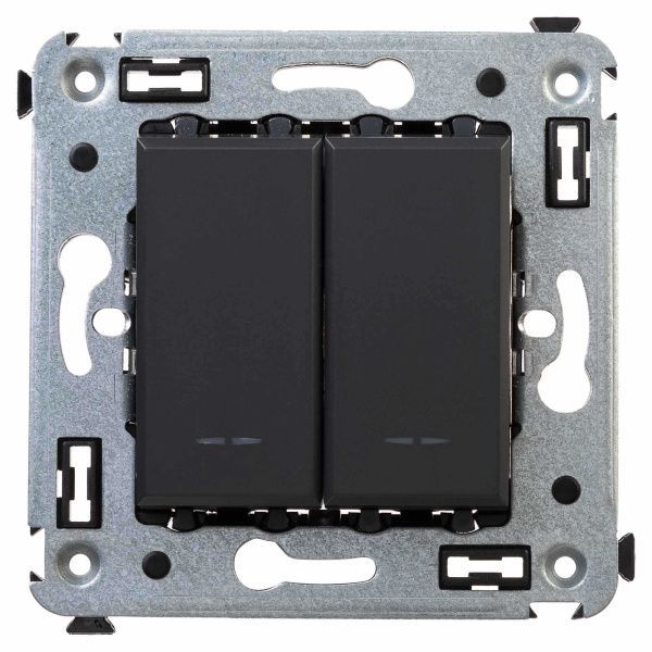 Переключатель двухклавишный в стену, Avanti, черный матовый Переключатель двухклавишный в стену, Avanti, черный матовый