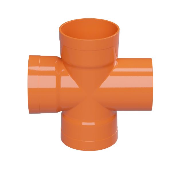 Крестообразное соед. для двустенных труб, 90 град., полипропилен,д.110мм Крестообразное соед. для двустенных труб, 90 град., полипропилен,д.110мм