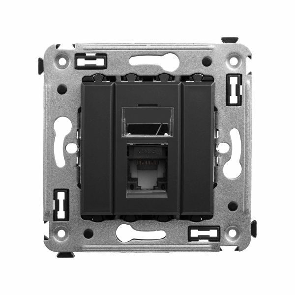 Компьютерная розетка RJ-45 в стену, кат.5e одинарная, Avanti, черный матовый Компьютерная розетка RJ-45 в стену, кат.5e одинарная, Avanti, черный матовый