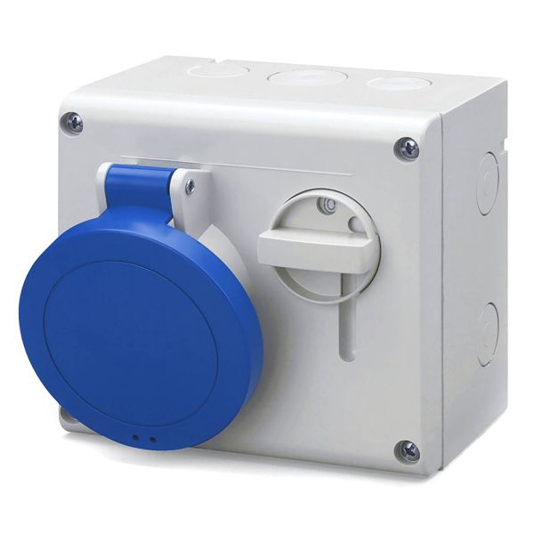 Розетка настенная с механической блокировкой и верхним расположением разъема IP44 32А 2P+E 230В Розетка настенная с механической блокировкой и верхним расположением разъема IP44 32А 2P+E 230В