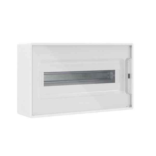 Щиток 18 мод настенный FRAME, белый с прозрачной дверцей, с 2 шинами PEN на 8 и 10 отв. Щиток 18 мод настенный FRAME, белый с прозрачной дверцей, с 2 шинами PEN на 8 и 10 отв.