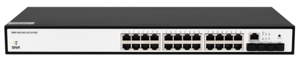 SNR Управляемый коммутатор уровня 2+, 24 порта 10/100/1000Base-T с поддержкой POE, 4 порта 1/10G SFP+, бюджет POE 370W SNR Управляемый коммутатор уровня 2+, 24 порта 10/100/1000Base-T с поддержкой POE, 4 порта 1/10G SFP+, бюджет POE 370W