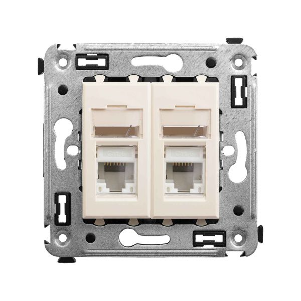 Компьютерная розетка RJ-45 в стену, кат.6А двойная, Avanti, ванильная дымка Компьютерная розетка RJ-45 в стену, кат.6А двойная, Avanti, ванильная дымка