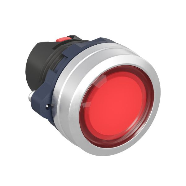 Головка кнопки плоская прозрачная с фиксацией, красная, алюминий Головка кнопки плоская прозрачная с фиксацией, красная, алюминий