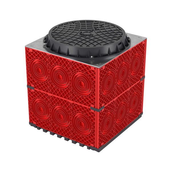 Колодец пластиковый для кабельной канализации с пластиковым люком, 750х750х750 Колодец пластиковый для кабельной канализации с пластиковым люком, 750х750х750