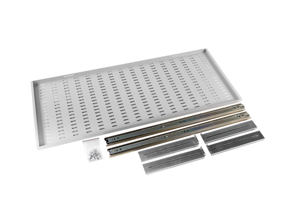 Полка перфорированная выдвижная с телескопическими направляющими, глубина 1000 мм Полка перфорированная выдвижная с телескопическими направляющими, глубина 1000 мм