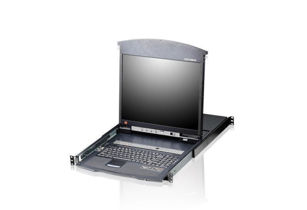 ATEN 8P CAT-5 HIGH DENSITY DUAL RAIL LCD KVM. ATEN 8P CAT-5 HIGH DENSITY DUAL RAIL LCD KVM.