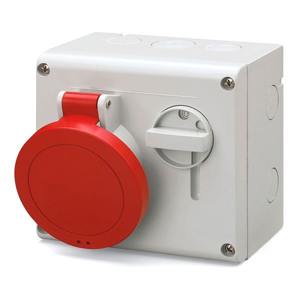 Розетка настенная с механической блокировкой и верхним расположением разъема IP44 32А 3P+E+N 400В Розетка настенная с механической блокировкой и верхним расположением разъема IP44 32А 3P+E+N 400В