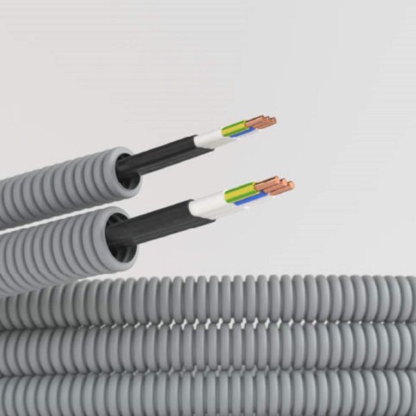 Электротруба ПВХ гибкая гофр. д.20мм, цвет серый, с кабелем ВВГ-Пнг(А)-LS3х1,5мм² Конкорд, 100м Электротруба ПВХ гибкая гофр. д.20мм, цвет серый, с кабелем ВВГ-Пнг(А)-LS3х1,5мм² Конкорд, 100м