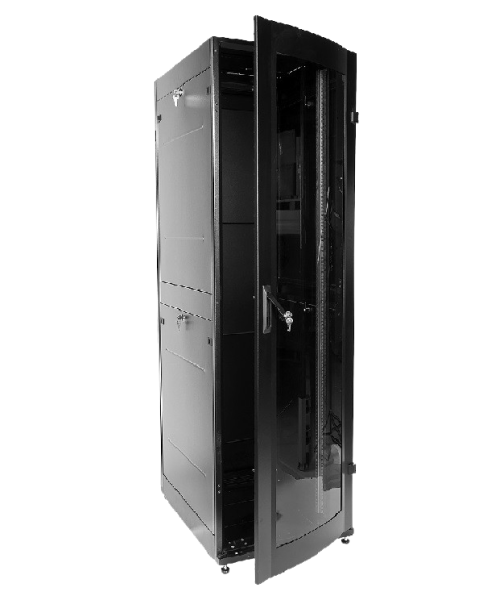 Шкаф телекоммуникационный напольный ПРОФ универсальный 42U (600 × 600) дверь стекло, чёрный, в сборе Шкаф телекоммуникационный напольный ПРОФ универсальный 42U (600 × 600) дверь стекло, чёрный, в сборе