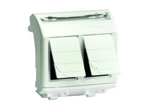 Ком.роз. двойная RJ45 кат.6A, 8P8C, Brava, белая, 2мод Ком.роз. двойная RJ45 кат.6A, 8P8C, Brava, белая, 2мод