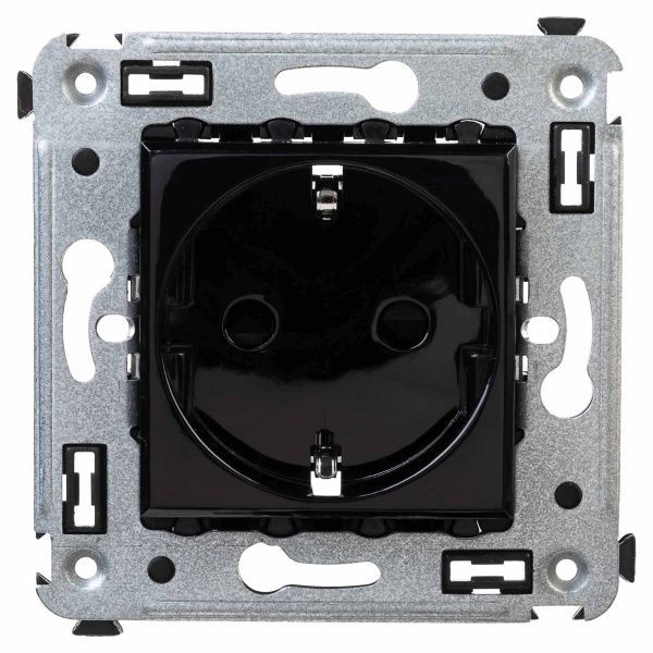 Розетка в стену, 2P+E, с з/ш, Avanti, черный квадрат Розетка в стену, 2P+E, с з/ш, Avanti, черный квадрат