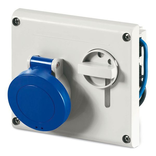 Розетка панельная с механической блокировкой и верхним расположением разъема IP44 16А 2P+E 230В Розетка панельная с механической блокировкой и верхним расположением разъема IP44 16А 2P+E 230В